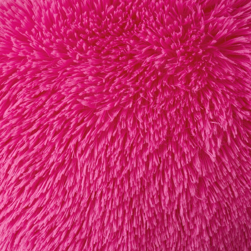 ANRODUO Pack of 2 Hot Pink Throw Pillow Covers Luxury Fluffy Pillows Faux Fur Decorative Pillows Plush Cushion Case Fuzzy Mongolian Merin Style for Bed Couch Sofa Living Room Spring Decor 18x18 Inch - Image 3