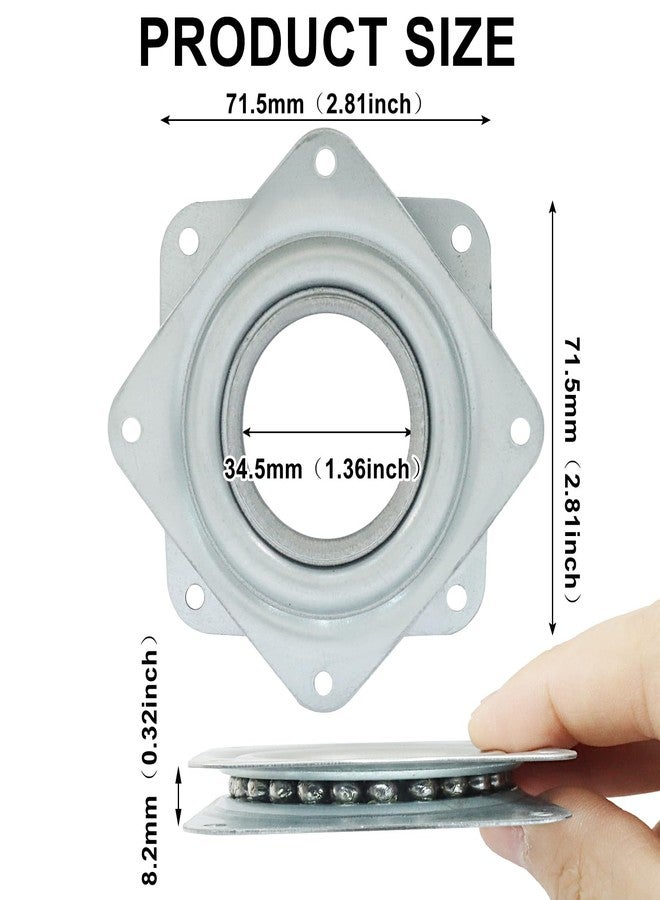 Murtenze 2 Pack 3 Inch Lazy Susan Turntable Bearing - Heavy Duty Lazy Susan with Steel Ball Bearing Rotating Tray, Square Swivel Plate for Dining Table, Cabinet - Image 3