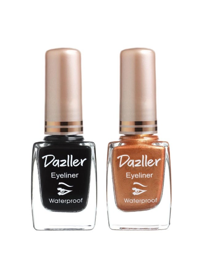Dazller Liquid Eyeliner Waterproof, 19ml, Black + Bronze, Smudge-proof, Matte, One stroke application, Long-lasting, Deeply pigmented, Lightweight, Quick-drying - Image 1