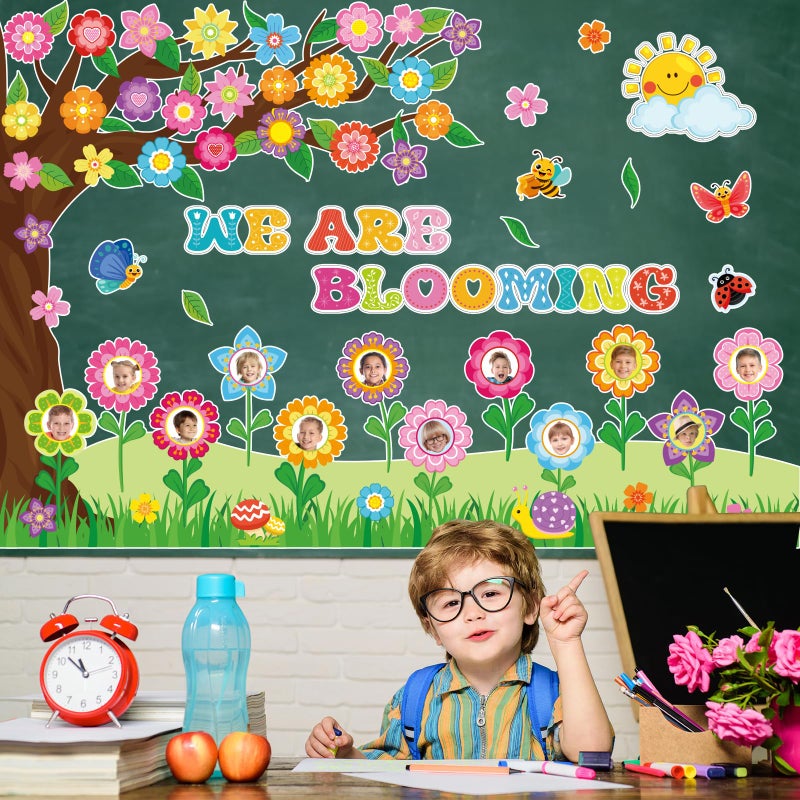 KEASKELL 56Pcs Spring Flower Bulletin Board Classroom Decorations,We are Blooming Colorful Floral Butterfly Cutouts DIY Flower Photo Craft Sets for Spring Summer Classroom School Office Party Supplies - Image 4