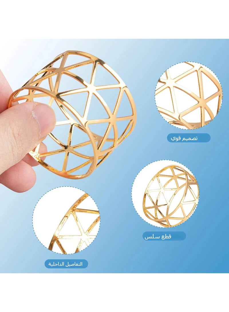 general 24 pieces of hollow triangular metal napkin buckle, table decoration, high-end banquet napkin ring, elegant napkin ring mouth cloth ring - Image 2