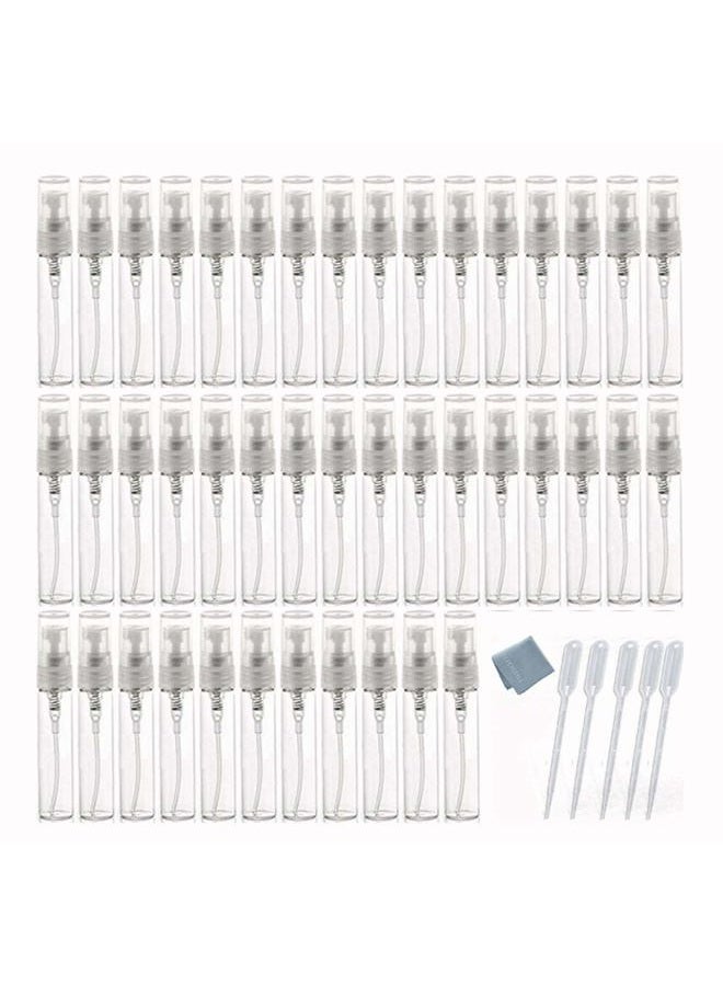 ELFENSTALL Beauty Factory Elfenstall- 50pcs Mini 5ml Fine Mist Glass Refillable Perfume Empty Bottle Atomizer Pump Spray for Travel Party Glass Clean Cloth + Free 5PCS 3ML Dropper, clear - Image 1
