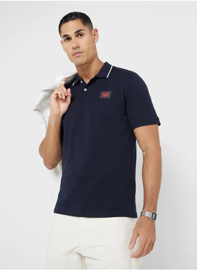 JACK & JONES Jjhudson Chest Print Polo