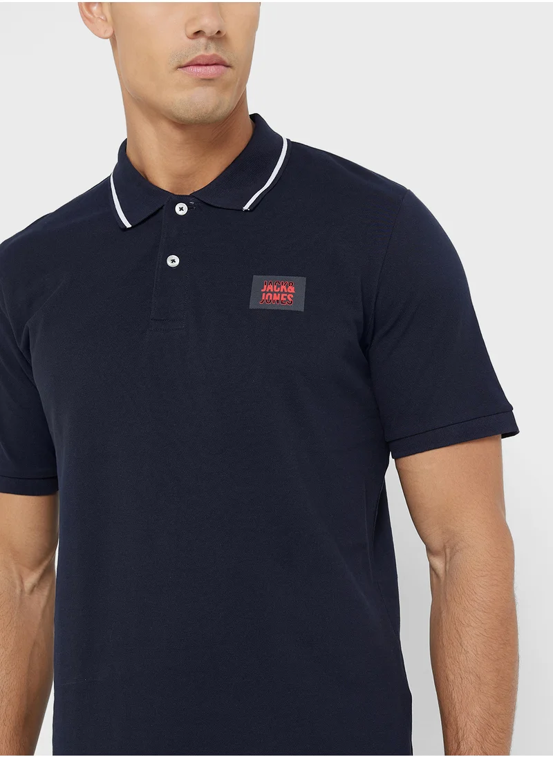 JACK & JONES Jjhudson Chest Print Polo