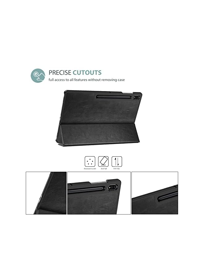 Procases حافظة Galaxy Tab S8 Ultra مقاس 14.6 بوصة طراز 2022 X900 X906، حافظة رفيعة قابلة للطي من جلد PU لحماية الجهاز مع قاعدة للوقوف - أسود - Image 2