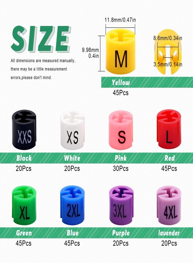 Keadic 290Pcs Colorful Plastic Clothes Hangers Clothes Hanger Markers Hanger Sizer Garment Markers Hanger Marker Tags (XXS - 4XL) for Wire Hangers - Image 2