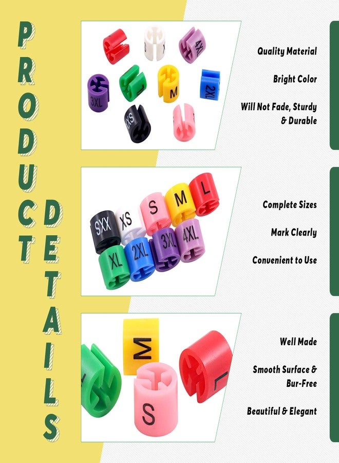 Keadic 290Pcs Colorful Plastic Clothes Hangers Clothes Hanger Markers Hanger Sizer Garment Markers Hanger Marker Tags (XXS - 4XL) for Wire Hangers - Image 3