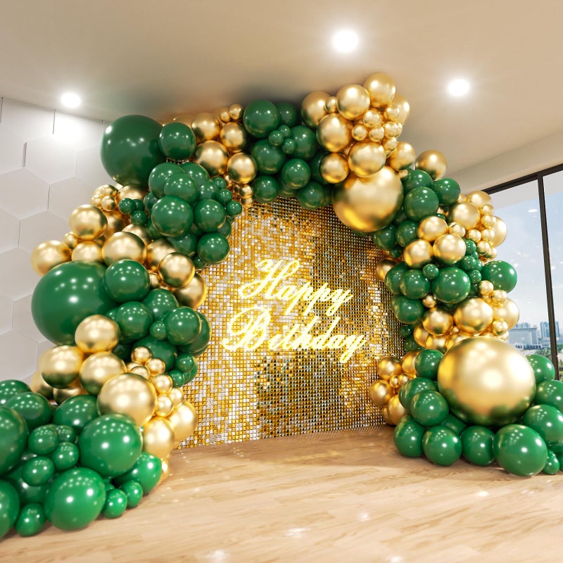 ADOINBY Green and Gold Balloon Arch Kit 140Pcs Emerald Forest Hunter Dark Green Metallic Gold Balloon Garland Kit for Wedding Engagements Birthday Baby Shower Anniversary Party Decorations - Image 2