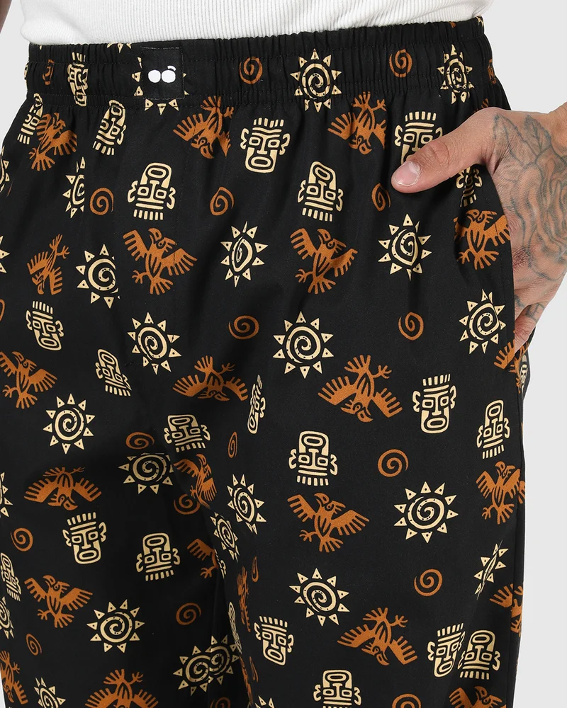 bewakoof  Men's Black All Over Printed Pyjamas for Men | Best Price UAE
