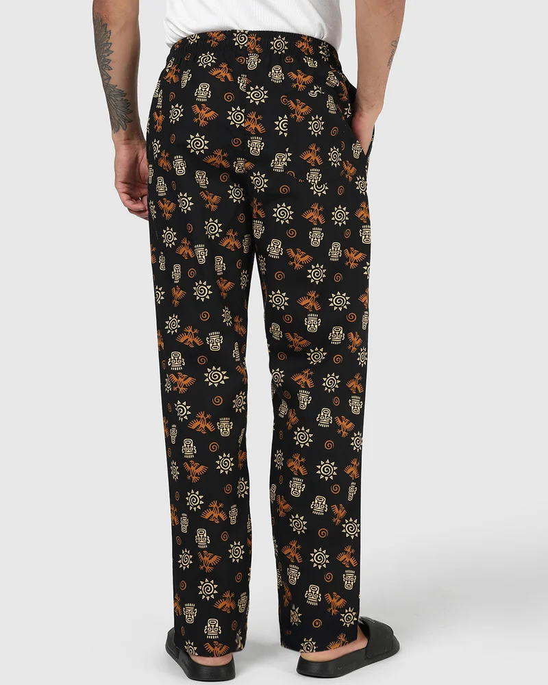 bewakoof  Men's Black All Over Printed Pyjamas for Men | Best Price UAE