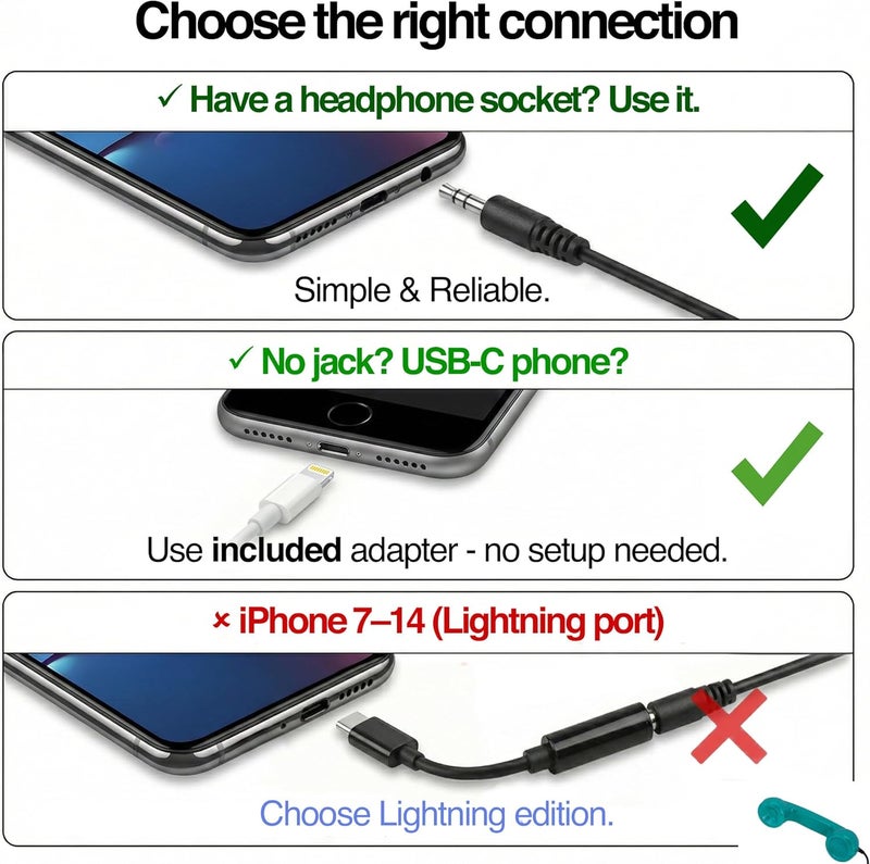 Opis Technology 60s Micro USB-C Edition: Retro Telephone Handset for Mobile Phones & Smartphones, Corded Phone Receiver with 3.5 mm Plug & USB-C for Android, Tablets & Computers (Turquoise) - Image 4