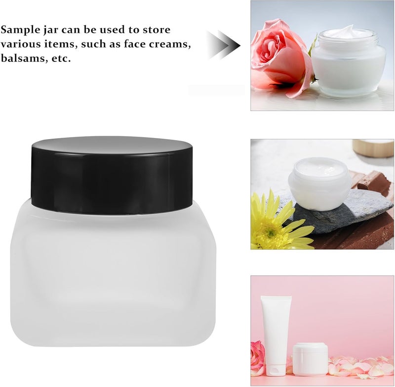 Refillable Matte Cream Jar 50g with Black Lid for Face Lotion and Skincare Storage, Travel Cosmetic Container for Facial Cream and Body Oil - Image 3