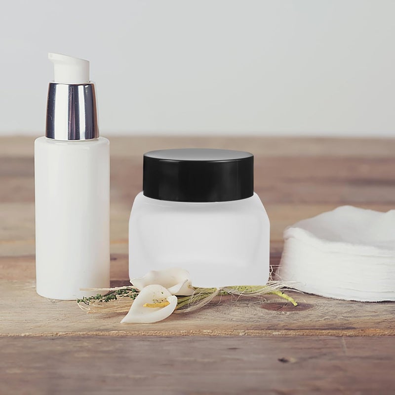 Refillable Matte Cream Jar 50g with Black Lid for Face Lotion and Skincare Storage, Travel Cosmetic Container for Facial Cream and Body Oil - Image 4