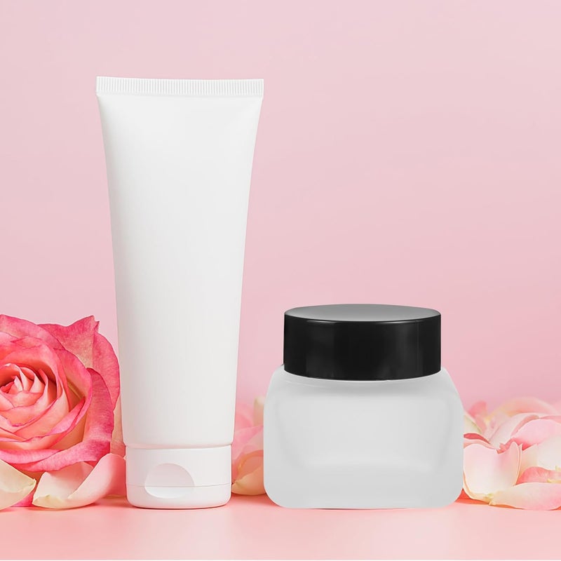 Refillable Matte Cream Jar 50g with Black Lid for Face Lotion and Skincare Storage, Travel Cosmetic Container for Facial Cream and Body Oil - Image 5