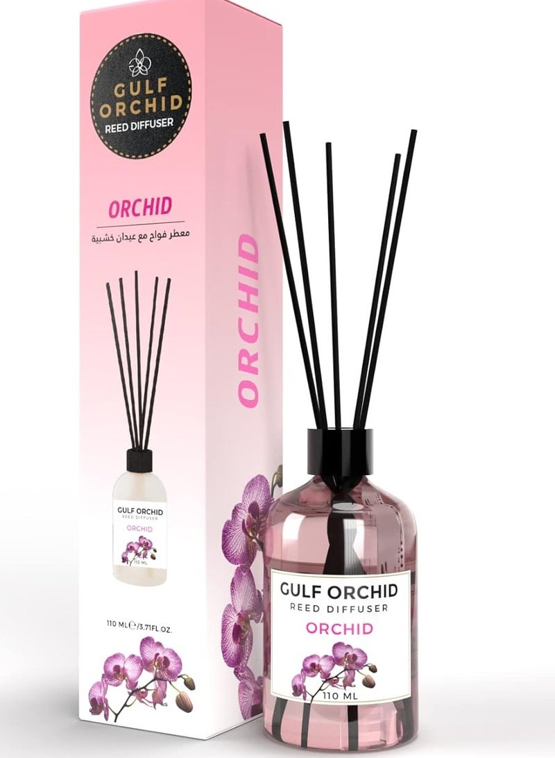 Gulf Orchid Orchid Reed Diffuser Aromatherapy Air Freshener Fragrance - Perfect for Home, Livingroom, Bedroom, Toilet, Closet & Office - 110ml - Image 1
