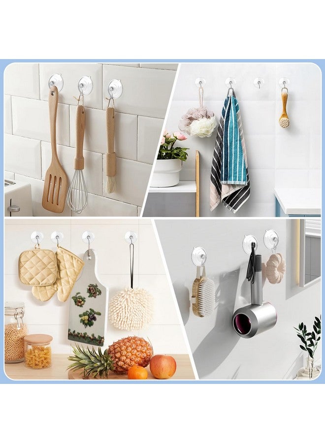 HangerSpace Suction Cup Hooks, 2.5 Inches Clear Suction Cups with Metal Hooks Large Suction Cup for Kitchen Bathroom Shower Wall Window Door - 8 Pack - Image 2