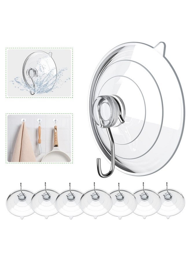HangerSpace Suction Cup Hooks, 2.5 Inches Clear Suction Cups with Metal Hooks Large Suction Cup for Kitchen Bathroom Shower Wall Window Door - 8 Pack - Image 1