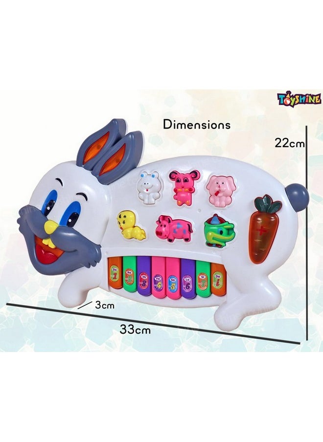 Toyshine Toyshine Rabbits Musical Piano with 3 Modes Animal Sounds, Flashing Lights & Wonderful Music,Plastic,White  - Image 5