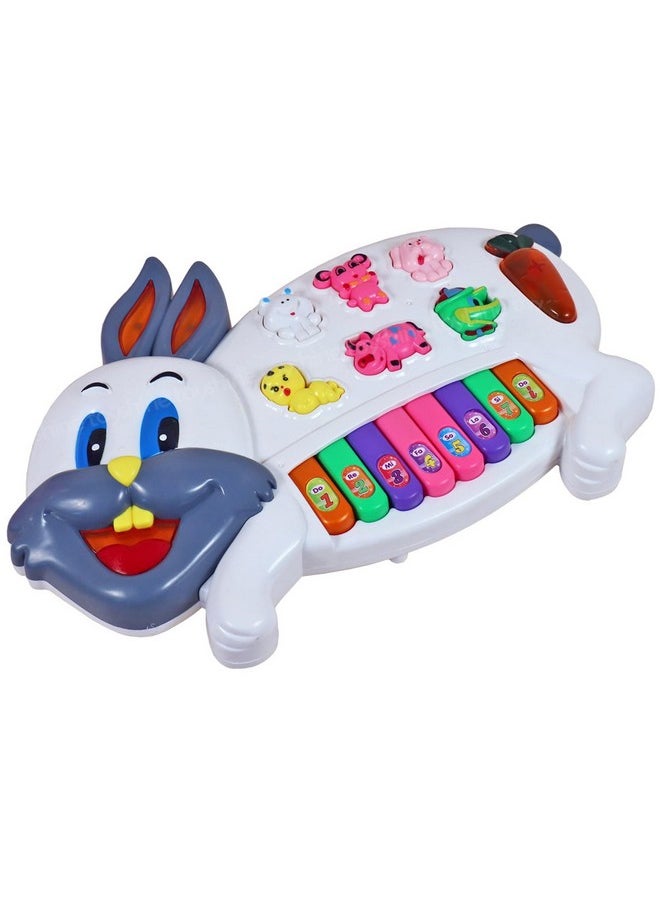 Toyshine Toyshine Rabbits Musical Piano with 3 Modes Animal Sounds, Flashing Lights & Wonderful Music,Plastic,White  - Image 1