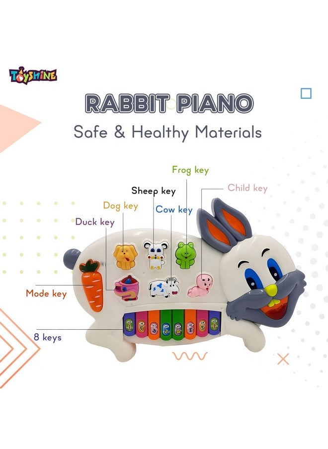 Toyshine Toyshine Rabbits Musical Piano with 3 Modes Animal Sounds, Flashing Lights & Wonderful Music,Plastic,White  - Image 2