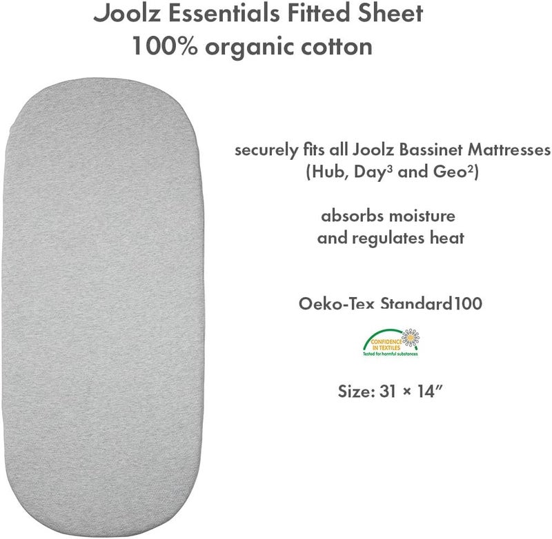 Joolz Essentials Medium Grey Melange 100% Organic Cotton Fitted Sheet for Joolz Cots - Image 2