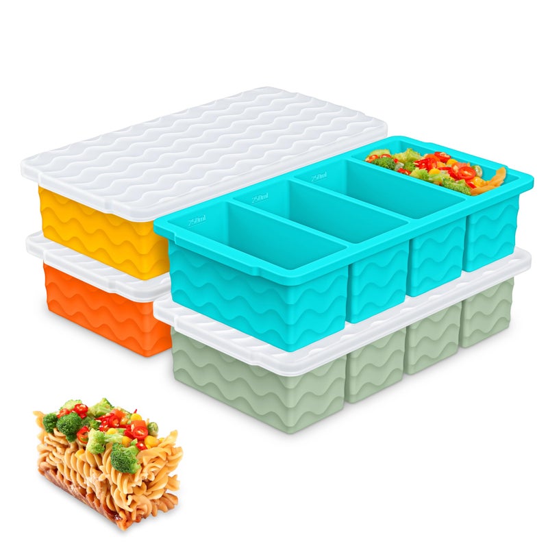 Doasuwish Silicone Freezer Tray For Soup With Lid - 1-Cup Soup Container Cube Style Ice Cube Trays For Freezer  Meal Prep & Food Storage  Freeze 250Ml/125Ml Portions 4Pcs (4Color) - Image 1