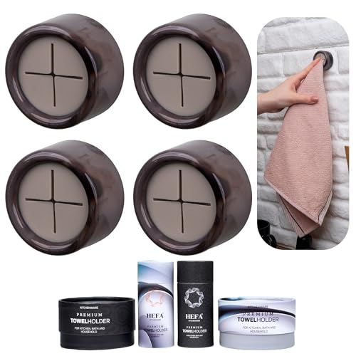 HEFA Acrylic Modern Kitchen & Bathroom Towel Hooks, 4 Pack, Smoky Midnight - Image 1