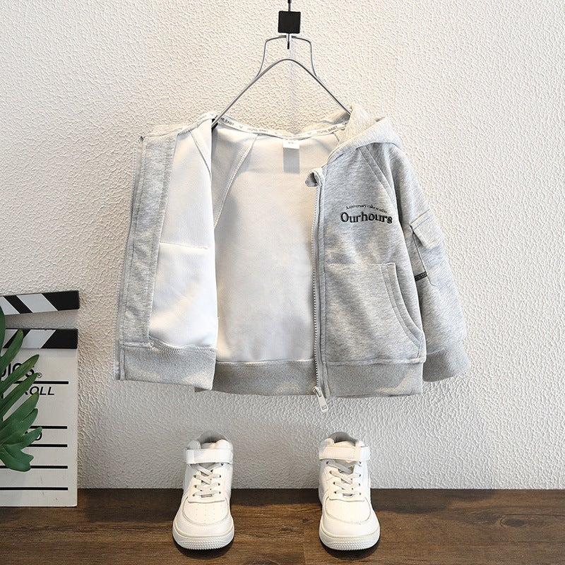 Boys' Coat Children'S Western Style Clothes Children'S Casual Sports Handsome Hooded Top - Image 3