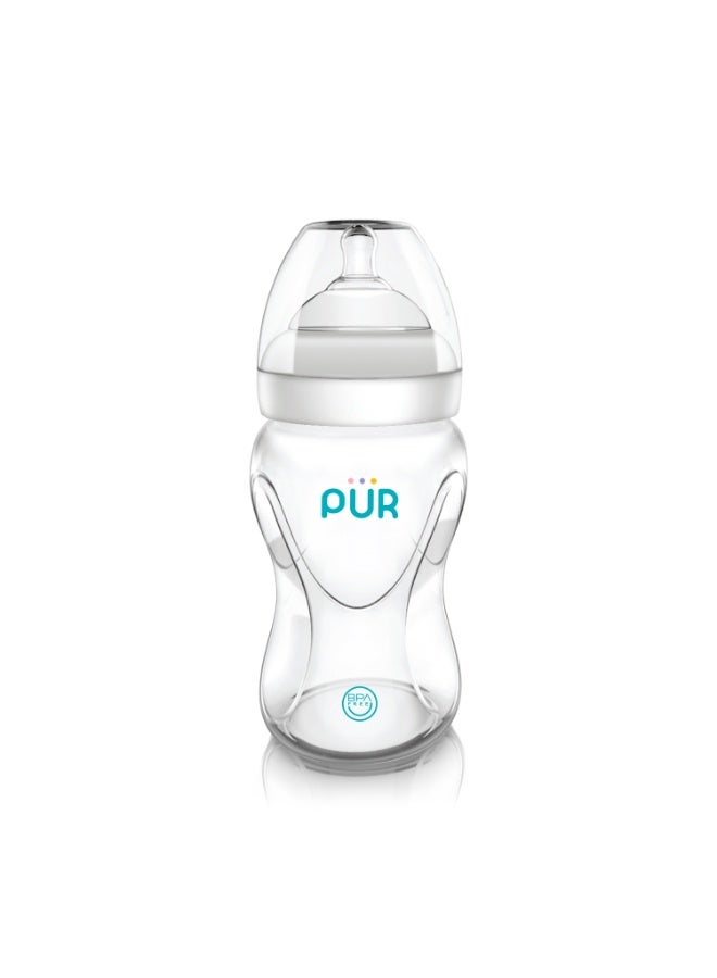 Pur Wide Neck Feeding Bottle 250ml "Advanced Plus" - Medical Silicone Nipple + Anti-Colic System, BPA Free - Image 2