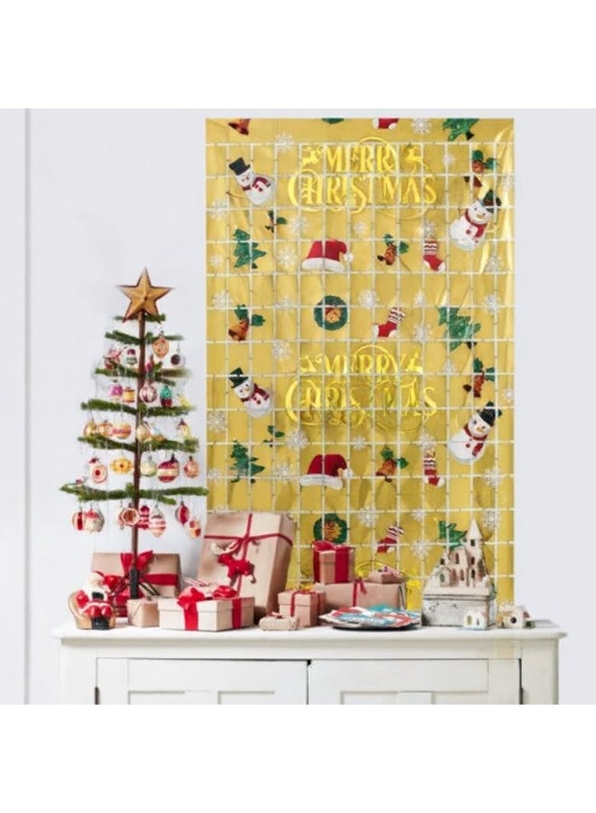 ستائر خلفية مربعة ذهبي معدنية ذات هامش مناسب لديكور عيد الميلاد ورأس السنة الجديدة (2 متر × 1 متر) - Image 1