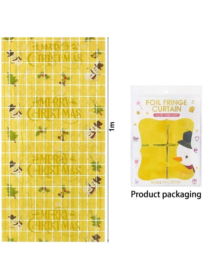 ستائر خلفية مربعة ذهبي معدنية ذات هامش مناسب لديكور عيد الميلاد ورأس السنة الجديدة (2 متر × 1 متر) - Image 2