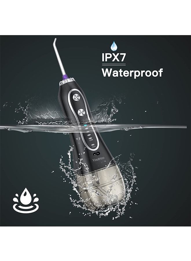 Youtrico Flosser Cordless Oral Irrigator Portable Rechargeable Dental Flossers 5 Modes -300ML (Black) - Image 4