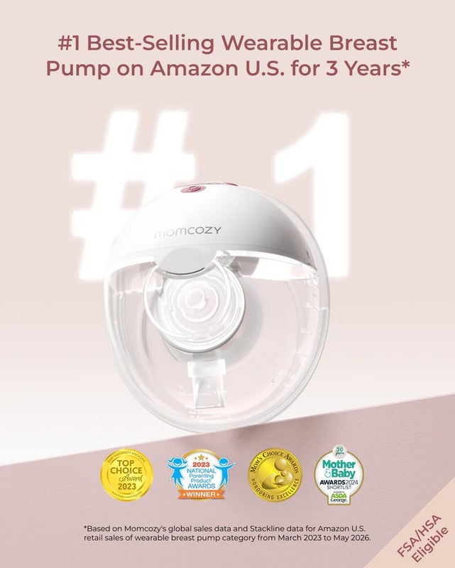 Momcozy M5 Smart APP Controlled Wearable Breast Pump, Hands-Free Wireless Electric Pump Double Double - Cozy Red - Image 1
