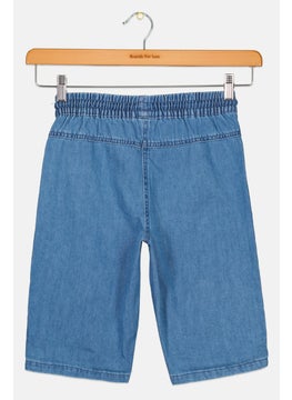 TAPE A L'OEIL Kids Girl Drawstring Wash Denim Shorts, Blue  - Image 2
