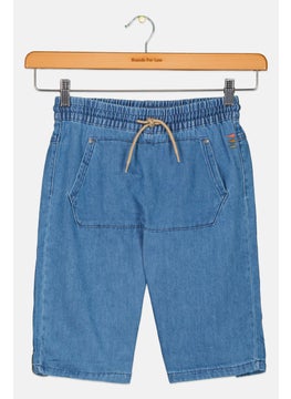 TAPE A L'OEIL Kids Girl Drawstring Wash Denim Shorts, Blue  - Image 1