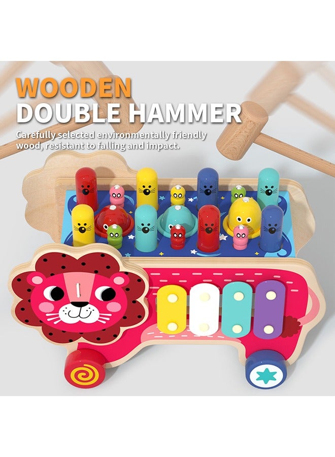 Wooden Hammering Pounding Toys, Multifunctional Hammering Montessori Toys with Cute Colorful Patterns, Suitable for Toddlers to Play and Learn - Image 4