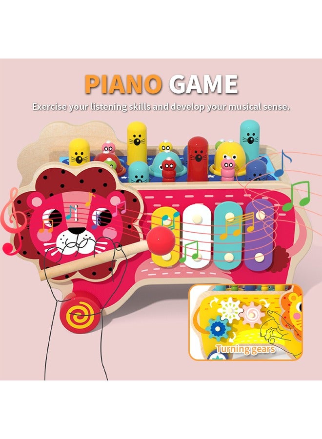 Wooden Hammering Pounding Toys, Multifunctional Hammering Montessori Toys with Cute Colorful Patterns, Suitable for Toddlers to Play and Learn - Image 5