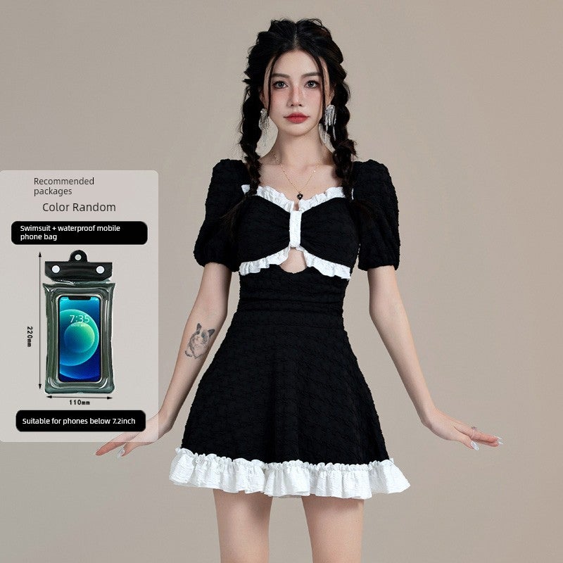 Girl swimsuit women 2025 new hot-selling conservative Internet celebrity pure desire style high-end sense slimming belly cover one-piece hot spring - Image 5