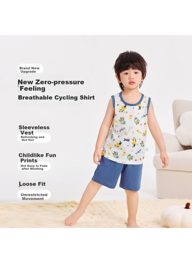 Yuzhaolin Kids Vest Set Summer Boys Vest Shorts Two-Piece Set Children'S Clothing Toddler Clothes Dinosaur Robot - Image 1