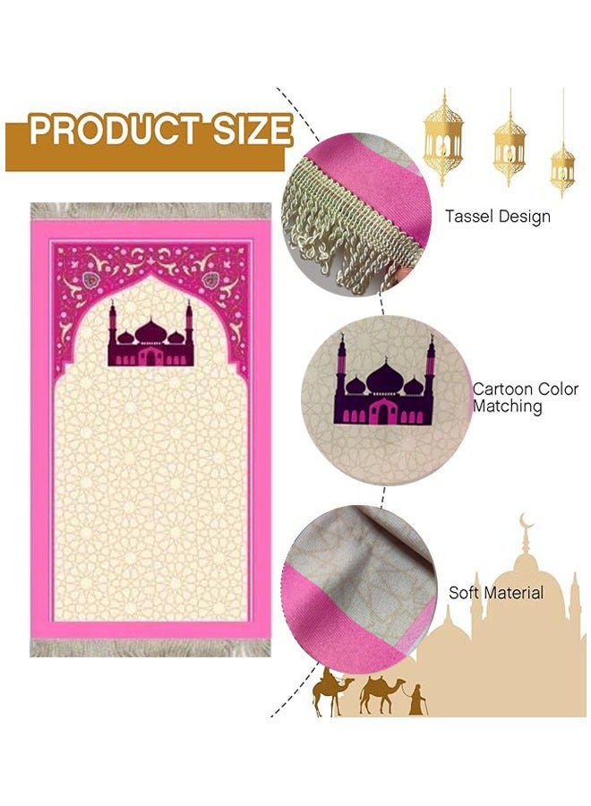 Kids Quality Prayer Mat With The Islamic Cartoon Design for Children Eid Gift,Ramadan Gifts Dimensions 90 x 50 cm - Image 3