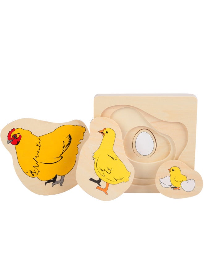 Early Education Animals And Plants Men Women's Growth Process Multilayer Jigsaw Puzzle Puzzle Wooden Toys-Color:Frog Growth Process - Image 3