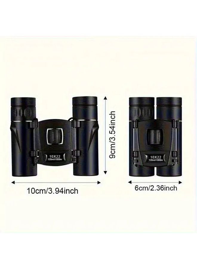 Black 10X22 HD Binoculars Portable Folding For Outdoor Hunting Travel Camping - Image 1