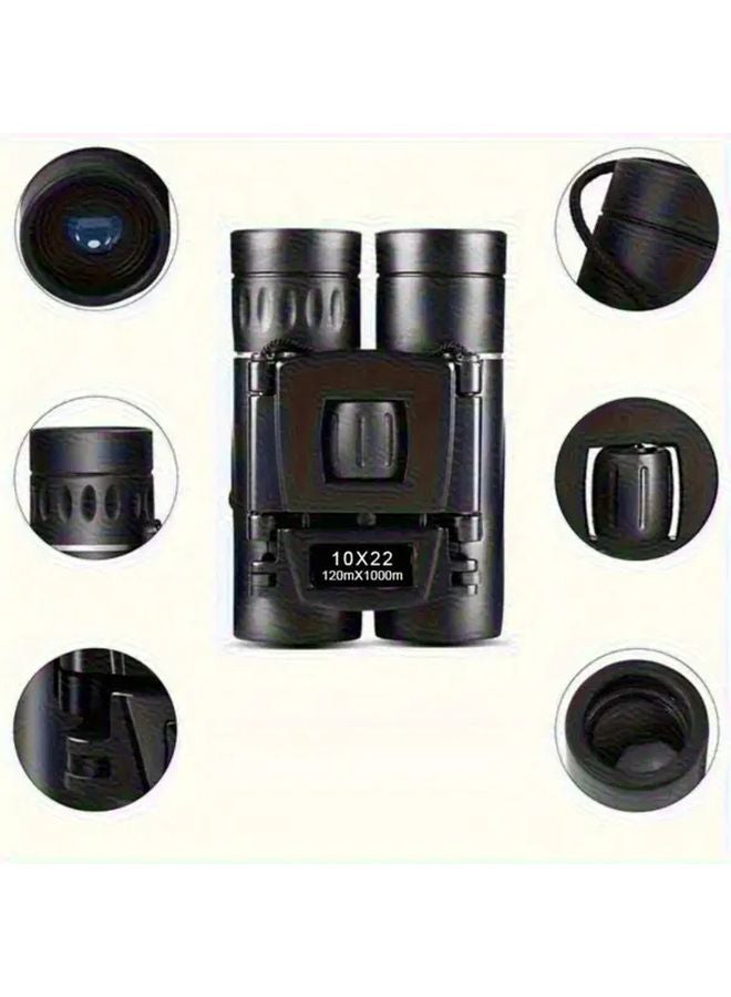 Black 10X22 HD Binoculars Portable Folding For Outdoor Hunting Travel Camping - Image 5
