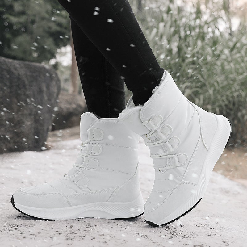 High-Top Snow Cotton Shoes Snow Boots With Velvet Warm Winter Thick Velvet Cold-Proof Cotton Boots Thick-Soled Lace-Up Boots - Image 5