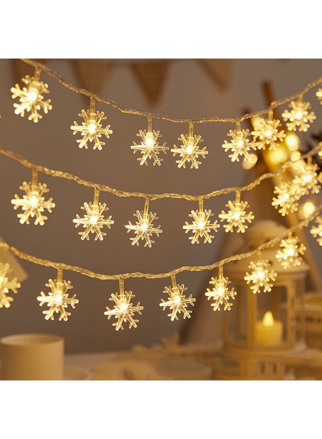 سلسلة أضواء ندفة الثلج لعيد الميلاد، 33 قدمًا، 80 مصباح LED، وضعان، أضواء خرافية تعمل بالبطارية - Image 2