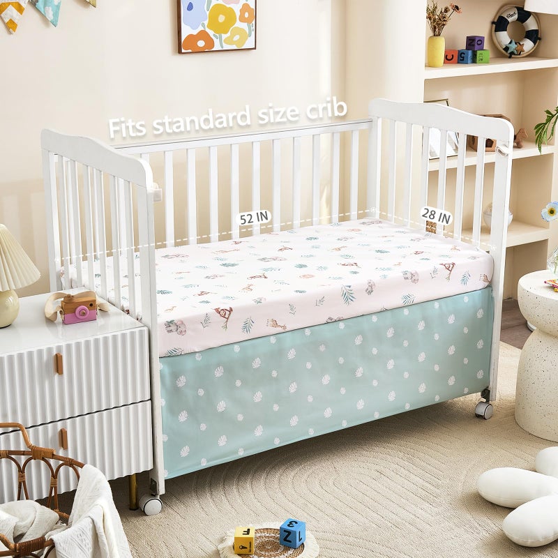 NacoMoco 3-Piece Crib Bedding Set for Boys Girls - Ultra Soft & Skin Friendly Baby Bedding Set Includes Crib Comforter, Sheet & Crib Skirt (Safari) - Image 4