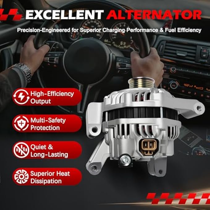 Autodevil 11008N Alternator Fit for Maz-da 3 2004-2009 L4 2.0L 2.3L, for Maz-da 5 2006-2007 L4 2.3L, 90Amp 12V Automotive Alternator OE 11008 A003TG1391 LF1F18300 - Image 5