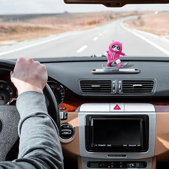 AutoRio Skate Panda Car Interior Accessory for car Dashboard and Table top (Pink-Panda) - Image 2