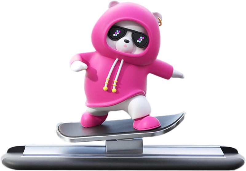 AutoRio Skate Panda Car Interior Accessory for car Dashboard and Table top (Pink-Panda) - Image 1