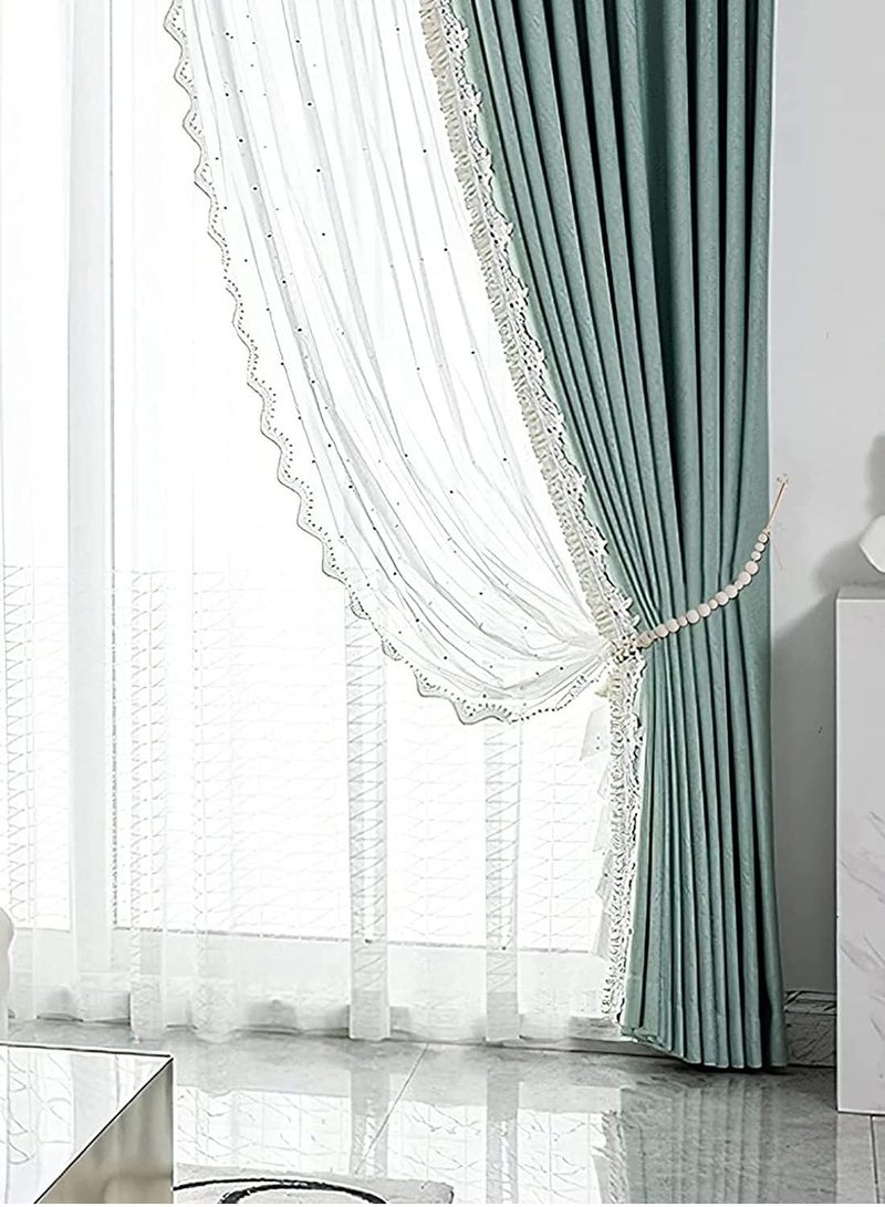 KASTWAVE Wood Bead Curtain Tieback Boho Curtain Tiebacks Curtain Holdbacks for Wall Farmhouse Curtain Tiebacks Window Treatment Drape Tie Back with Hooks for Bedroom Wall Dining Decoration 2 Pieces - Image 3